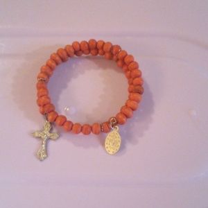 🎈Silver-tone Religious medallion pendants on Red Adjustable Beads Bracelet